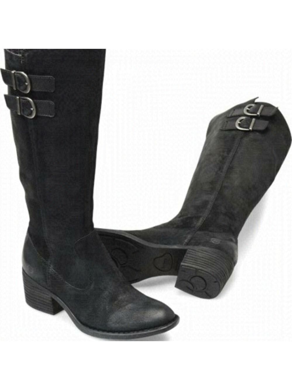 BORN "Basil" Black Suede Leather Tall Boot 5 New